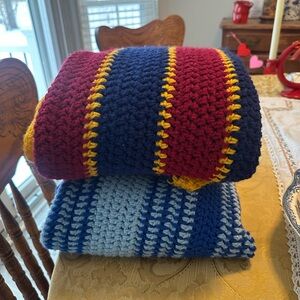Pair of Crocheted Throw Blankets